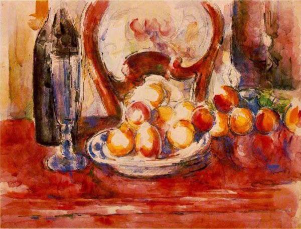 Still Life   Apples  A Bottle And Chairback