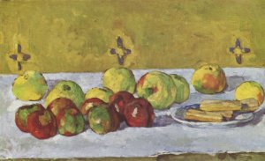 Still life with apples and biskuits