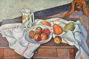 Still life with peaches and pears