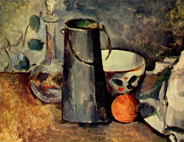 Still life, a jar with an orange