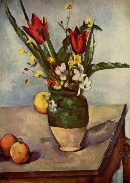 Still life, tulips and apples